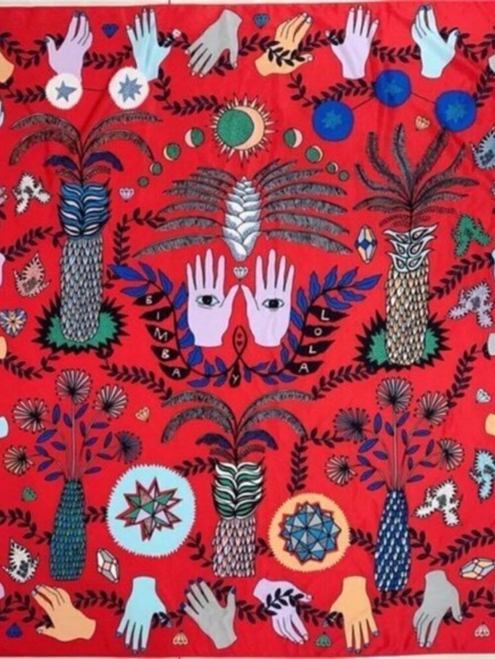 Bimba y Lola Alchemy Hands Scarf Anthropologie Rare Oversized Statement Multicol - Picture 3 of 11
